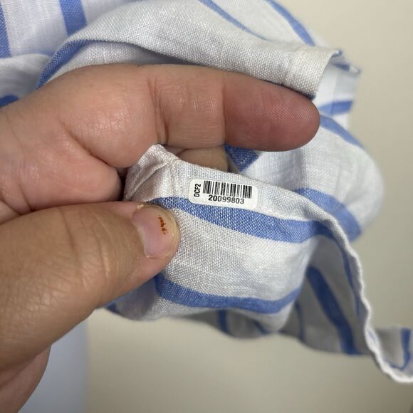 J Jill Shirt Womens Petite Medium Blue Striped Love Linen Button Long Sleeves - Picture 4 of 7